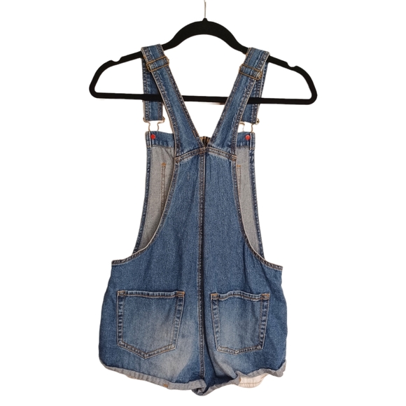 BULLHEAD Zipper Front Sleeveless Cuff Hem Denim Jean Blue Overalls Small - Picture 2 of 8